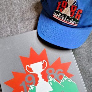 Vintage 1986 CFL Coupe Grey Cup Media Hat and 3-Ring Binder